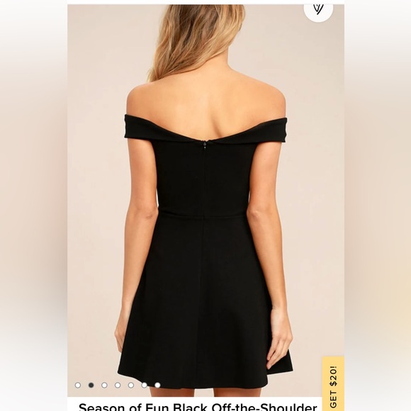 Lulu’s Black Season of Fun Black Off-the-Shoulder
Skater Dress size S (NWT) - Picture 3 of 4